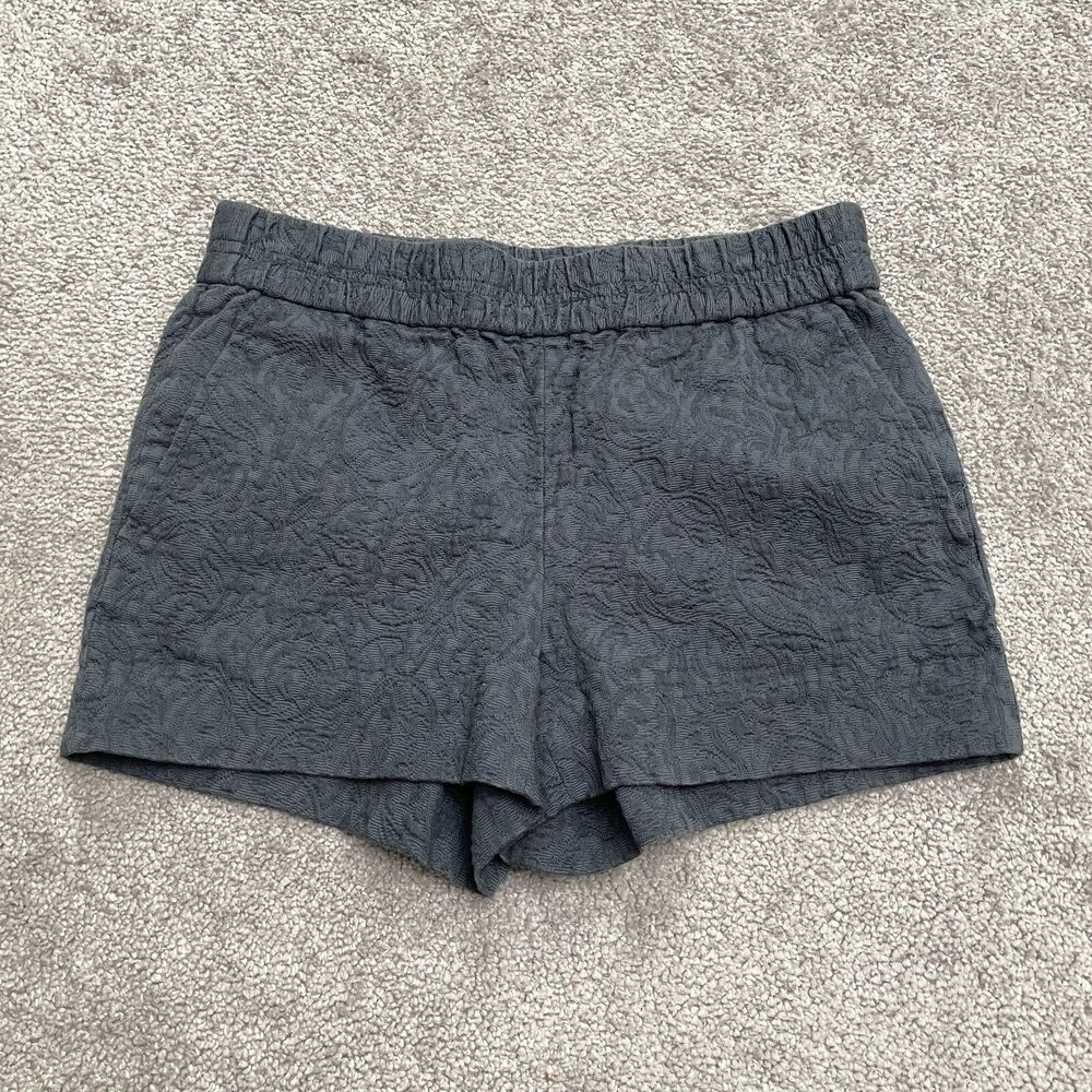 J.Crew Jacquard 3" Floral Embroidered Casual Shorts Womens 00 Gray Elastic Waist